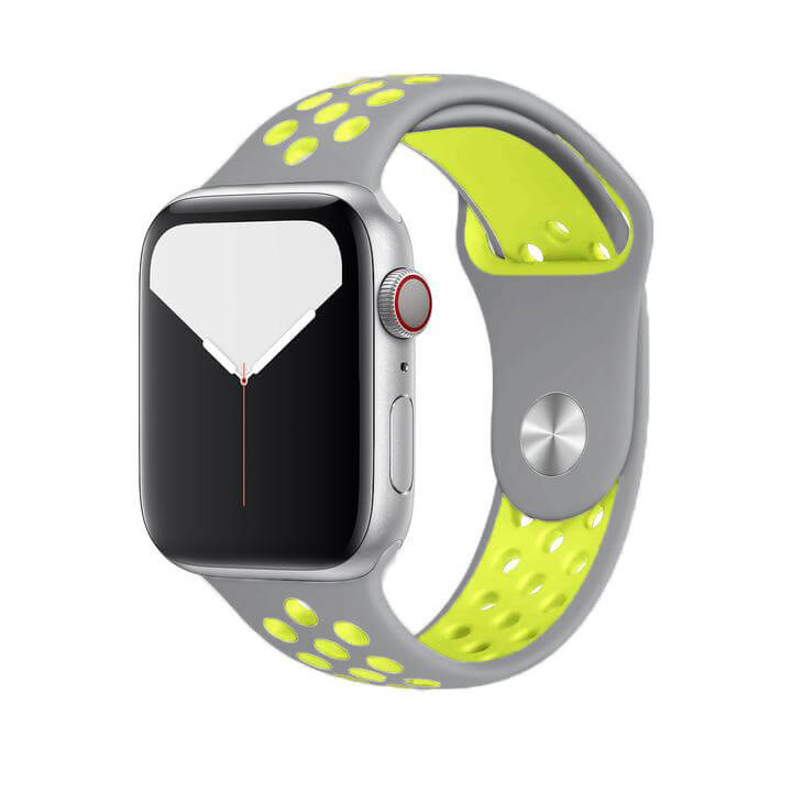 Silikonový sportovní řemínek pro Apple Watch - Stříbrný-Žlutá - S/M - 38, 40, 41mm