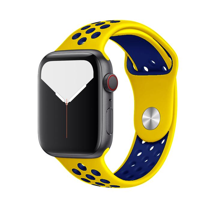 Silikonový sportovní řemínek pro Apple Watch - Žlutá-Midnight Blue - S/M - 38, 40, 41mm